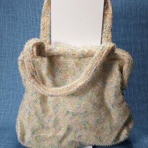 1950's Vintage Cream Pastel Bead Purse by Corde Bead USA